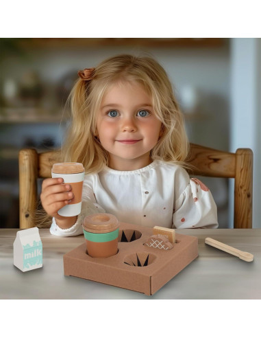 Juego de Taza de Café de Madera Woodenfun para Niños