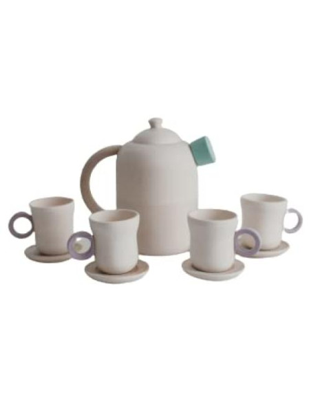 Juego de té de madera natural para niños - 5 piezas Montessori