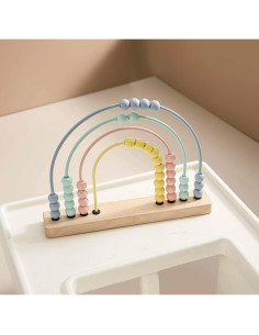 Ábaco de Arcoíris de Madera con Perlas Pastel 15x5x12cm 2