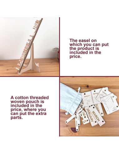 Calendario Perpetuo Montessori de Madera para Niños - 36.9x25.5 cm