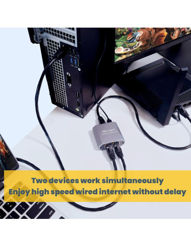 Divisor Ethernet 1 a 2 WinRaybot 1000Mbps USB Alimentado