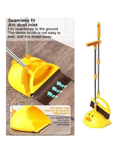 Juego de Escoba y Recogedor Hyever Rosa con Mango Largo