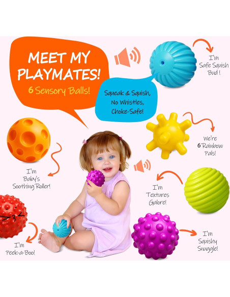 Set de 6 Bolas Sensitivas para Bebés ROHSCE - Juguetes de Baño