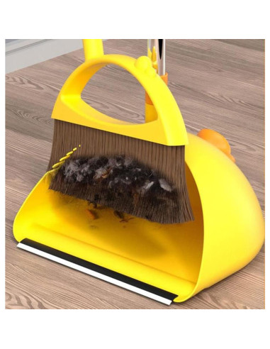 Juego de Escoba y Recogedor Hyever Rosa con Mango Largo