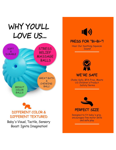 Set de 6 Bolas Sensitivas para Bebés ROHSCE - Juguetes de Baño