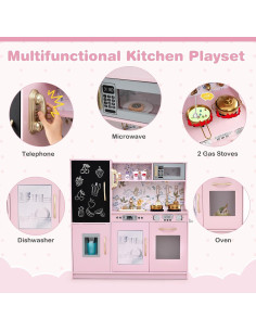 Juego de Cocina para Niños HONEY JOY - Madera, Flor Rosa 2