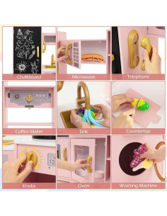 Cocina de Juguete de Madera Costzon en Esquina Rosa 38x132cm 2