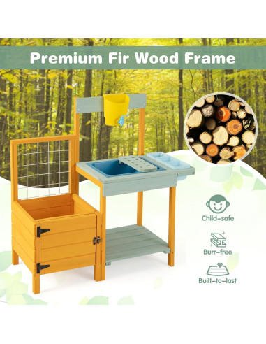 Mesa de Jardinería para Niños HONEY JOY con Fregadero y Plantación