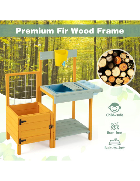 Mesa de Jardinería para Niños HONEY JOY con Fregadero y Plantación