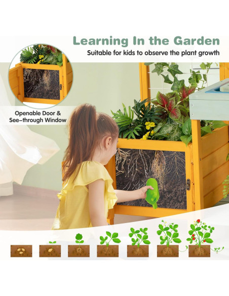 Mesa de Jardinería para Niños HONEY JOY con Fregadero y Plantación