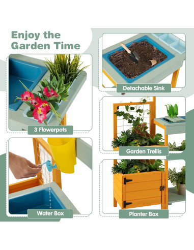 Mesa de Jardinería para Niños HONEY JOY con Fregadero y Plantación