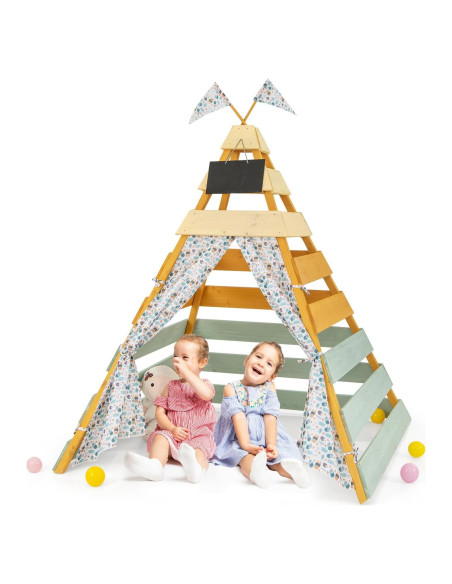 Carpa Teepee para Niños Costzon, Casa de Juego de Madera 135x135 cm