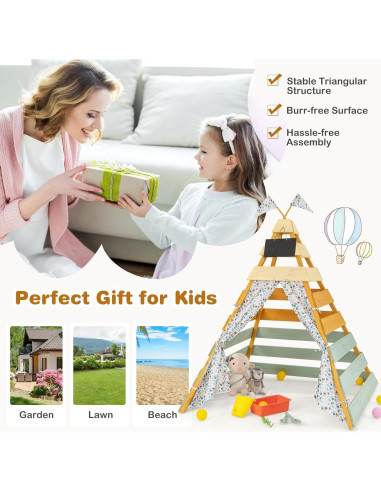 Carpa Teepee para Niños Costzon, Casa de Juego de Madera 135x135 cm