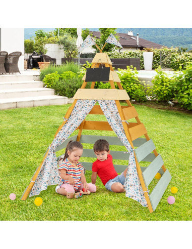 Carpa Teepee para Niños Costzon, Casa de Juego de Madera 135x135 cm