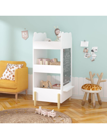 Estantería para Niños KT Rolster, Librero Oso Blanco 3 Niveles