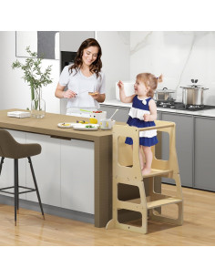Torre de Cocina Montessori HONEY JOY 4 en 1 Natural 68.6x39.4x91.4 cm 2