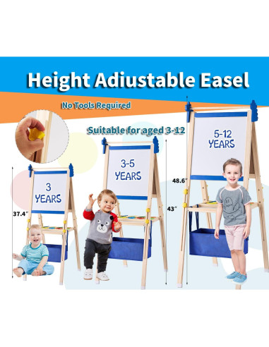 Caballete de arte ajustable SWINSKUAD para niños 94-123 cm