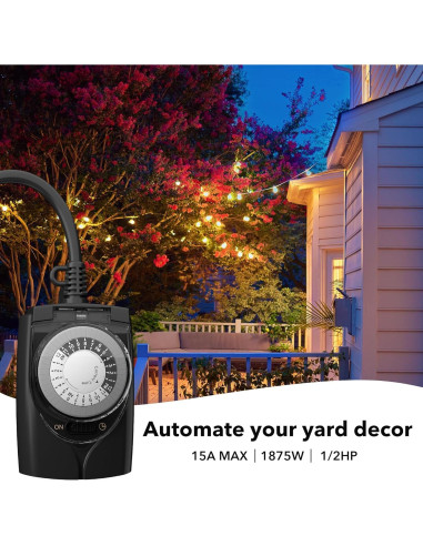 Temporizador Mecánico HBN 24 Horas para Exterior 15A