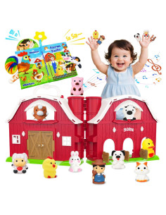 Juego de Granero Musical BOLZRA con Animales y Libro 47.4x23.5cm