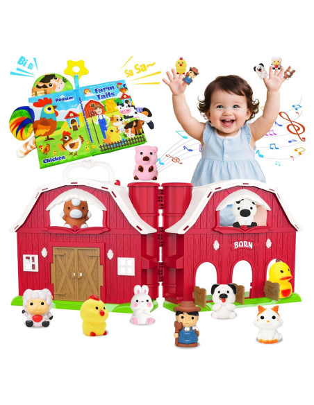 Juego de Granero Musical BOLZRA con Animales y Libro 47.4x23.5cm