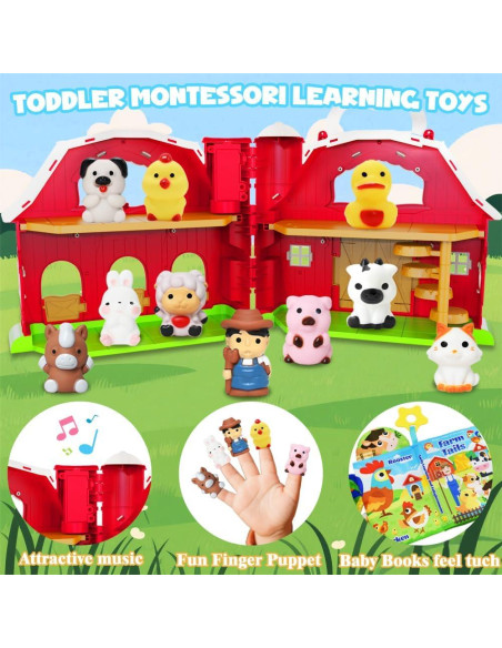 Juego de Granero Musical BOLZRA con Animales y Libro 47.4x23.5cm