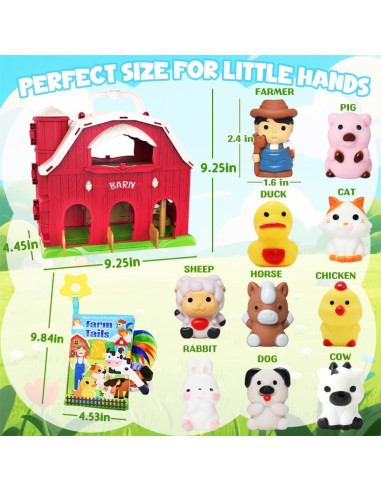 Juego de Granero Musical BOLZRA con Animales y Libro 47.4x23.5cm