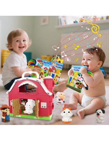 Juego de Granero Musical BOLZRA con Animales y Libro 47.4x23.5cm