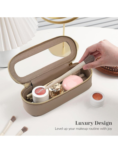 Bolsa de Maquillaje Transparente Aveniee Slim Taupe 19.8 cm