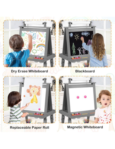 Caballete de Arte 3 en 1 TODEFULL para Niños con Pizarra y Papel