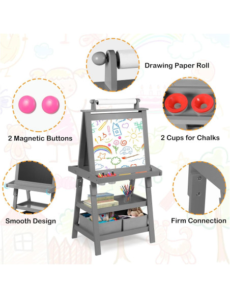 Caballete de Arte 3 en 1 TODEFULL para Niños con Pizarra y Papel