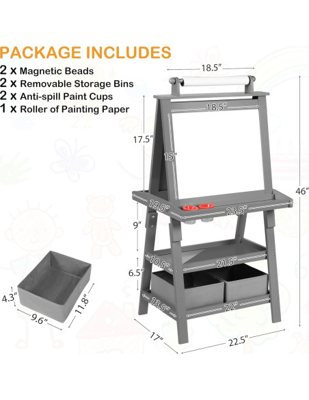 Caballete de Arte 3 en 1 TODEFULL para Niños con Pizarra y Papel