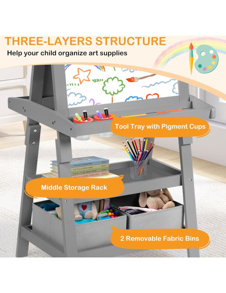 Caballete de Arte 3 en 1 TODEFULL para Niños con Pizarra y Papel