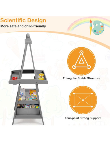 Caballete de Arte 3 en 1 TODEFULL para Niños con Pizarra y Papel