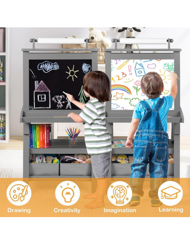 Caballete de Arte 3 en 1 TODEFULL para Niños con Pizarra y Papel
