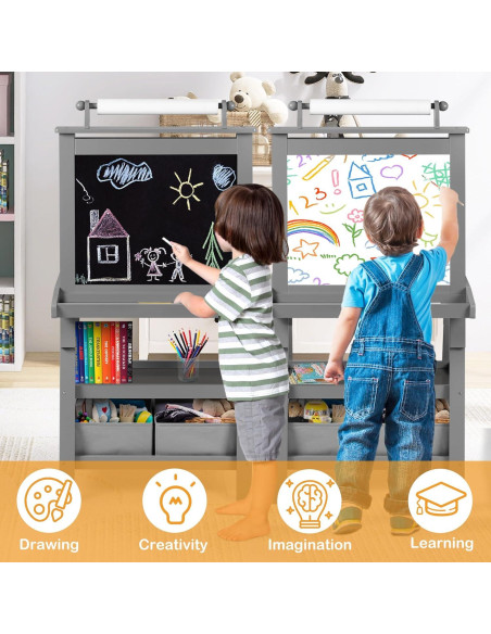 Caballete de Arte 3 en 1 TODEFULL para Niños con Pizarra y Papel
