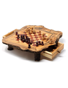 Juego de Ajedrez de Madera de Olivo Rojo BeldiNest - Edición Lujo