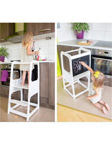 Torre de Cocina Montessori Sweet Home con Pizarra Ajustable