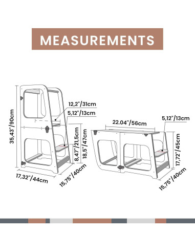 Torre Montessori transformable 2 en 1 Sweet Home 90cm
