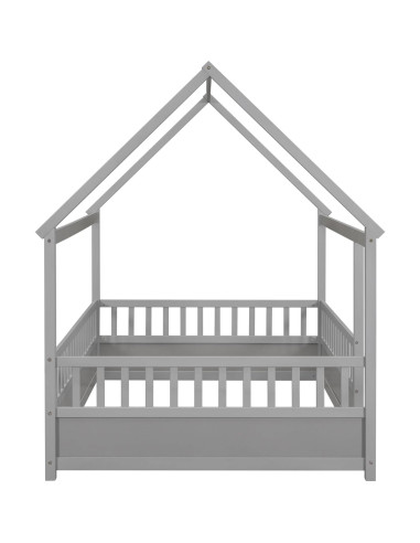 Cama de Piso Completo Ball & Cast con Techo de Casa Gris