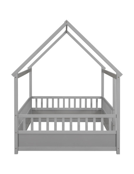 Cama de Piso Completo Ball & Cast con Techo de Casa Gris