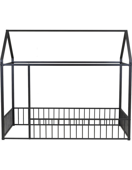 Cama Montessori HAUSHECK Individual Rosa con Techo y Barandillas