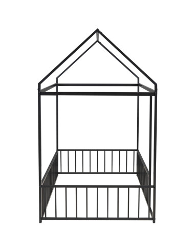 Cama Montessori HAUSHECK Individual Rosa con Techo y Barandillas