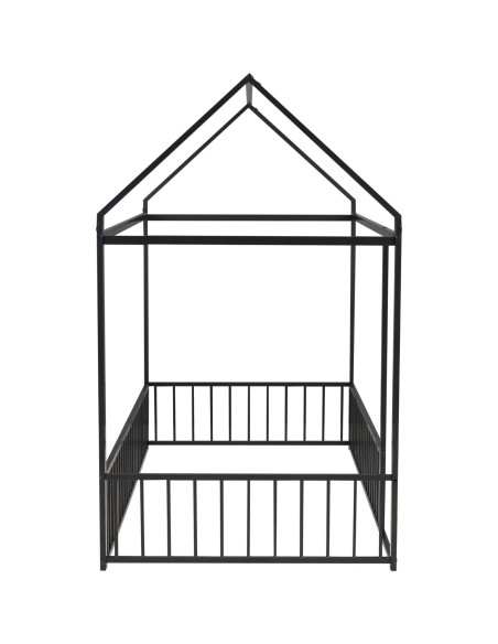 Cama Montessori HAUSHECK Individual Rosa con Techo y Barandillas