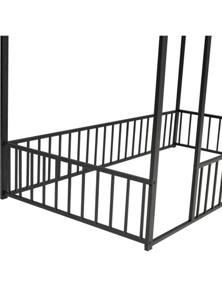 Cama Montessori HAUSHECK Individual Rosa con Techo y Barandillas