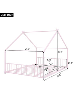 Cama de Piso Completo Bellemave Rosa con Diseño de Casa 2