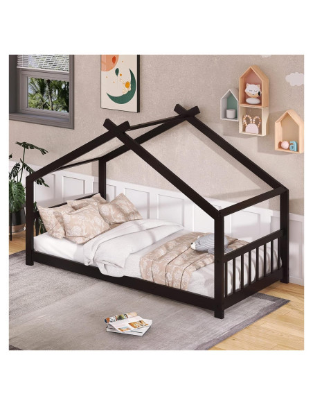 Cama Casa Twin Harper & Bright Designs de Madera Espresso