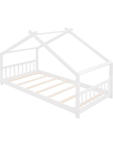 Cama Casa Individual Harper & Bright Designs Blanca para Niños