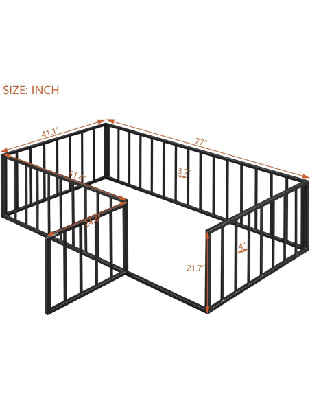 Cama de Piso Individual Metal Negra Harper & Bright Designs