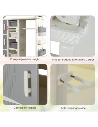 Armario Abierto de Almacenamiento Costzon para Niños 130x34.3x156cm