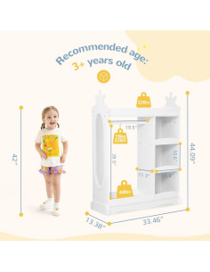 Armario Infantil Curipeer con Espejo y 3 Ganchos Blanco 2